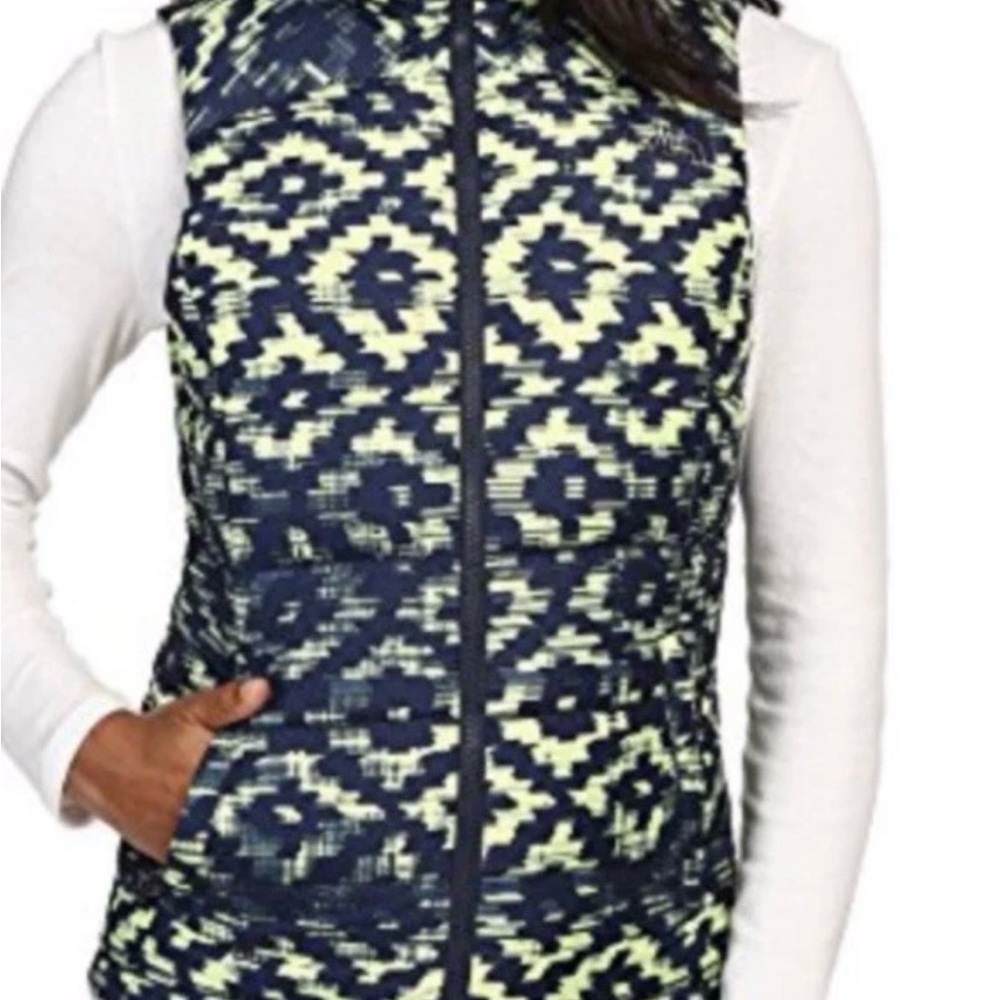 The North Face Cosmic Blue Dkat Print Nuptse  Down Vest Jacket